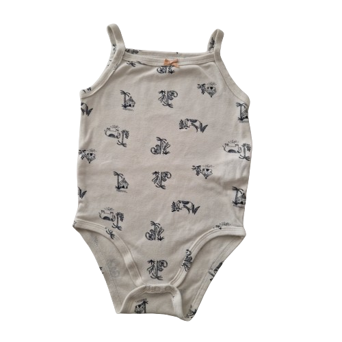 Body blanc imprimé à fines bretelles 3 ans