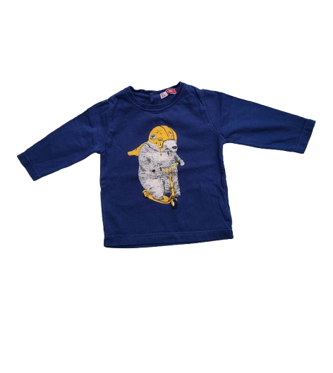 Tee-shirt bleu manches longues 9 mois