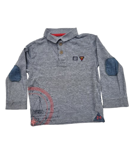 Polo gris manches longues 4 ans