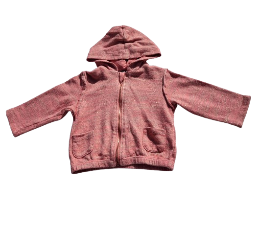 Sweat orange pailleté doré à capuche 12 mois