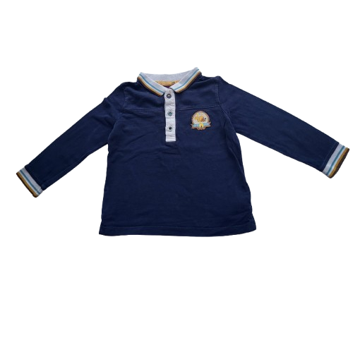 Polo bleu foncé manches longues 24 mois