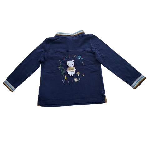 Polo bleu foncé manches longues 24 mois