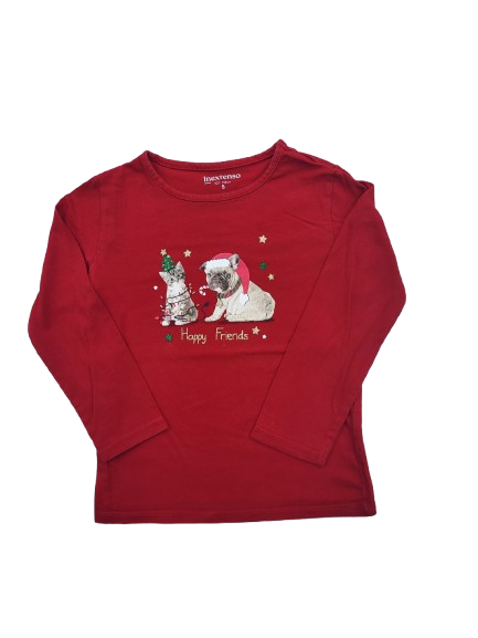 Tee-shirt rouge Noël manches longues 5 ans