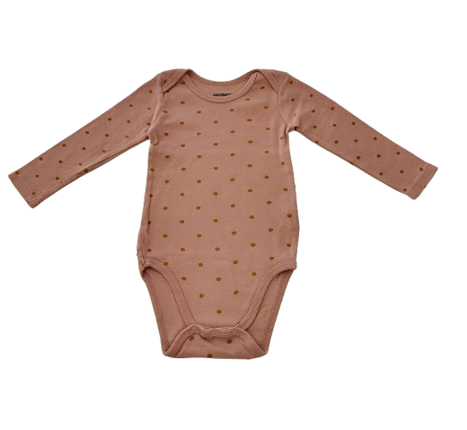 Lot de deux bodys marron et rose à pois 18 mois