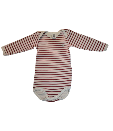Body blanc à rayures rouge 9 mois