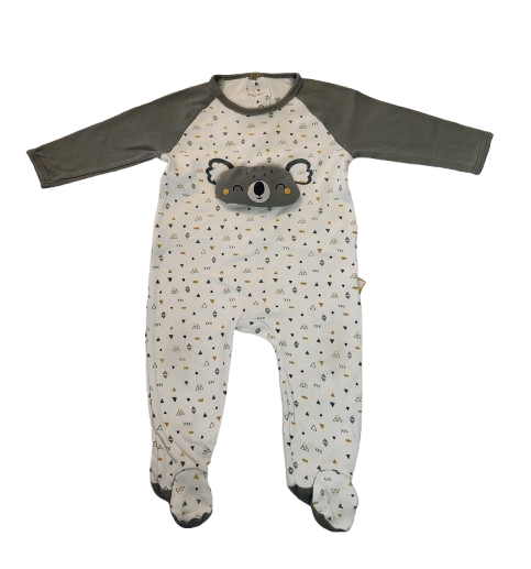 Pyjama vert et écru imprimé 9 mois