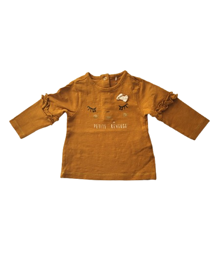 Tee-shirt marron manches longues 3 mois