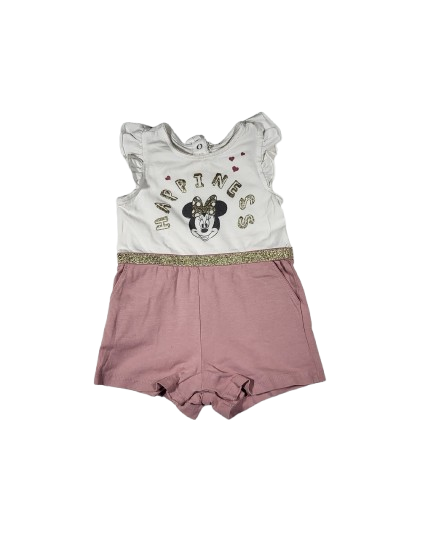 Combishort blanche et rose 6 mois