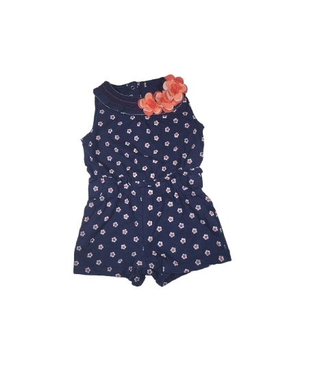 Combishort bleu imprimé fleurs 18 mois