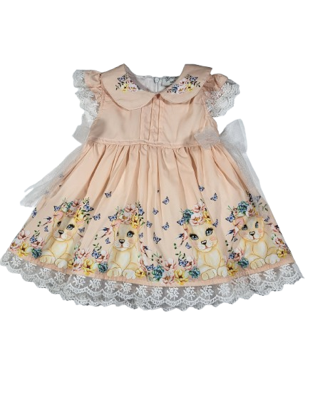 Robe orange clair avec tulle 24 mois
