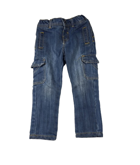 Jean bleu doublé taille ajustable 3 ans