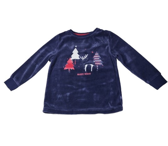 Haut de pyjama bleu en velours 3 ans