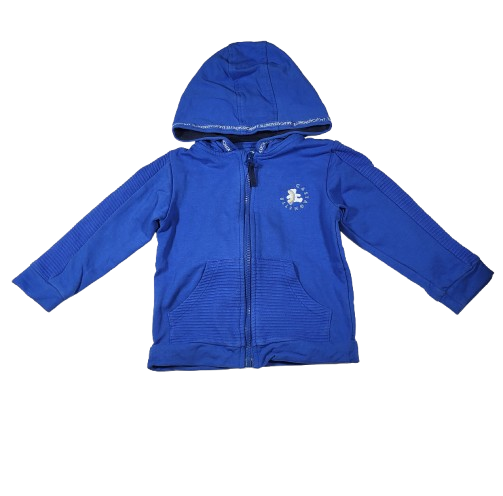 Sweat bleu zippé à capuche 24 mois