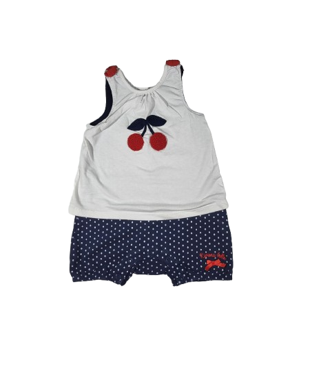 Combishort blanche-bleu 24 mois