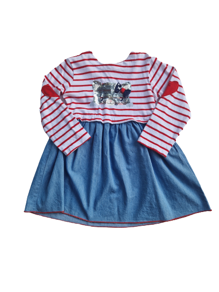 Robe rayée jean Mots d'enfants 24 mois