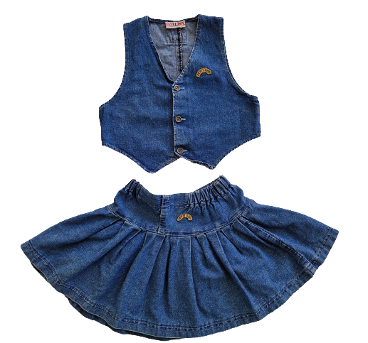 Ensemble jupe jean - gilet serveur jean Petit Boy 3 ans