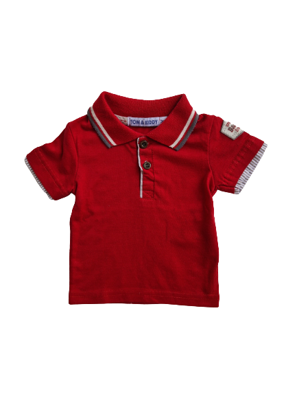 Polo rouge manches courtes TOM et KIDDY 3 mois