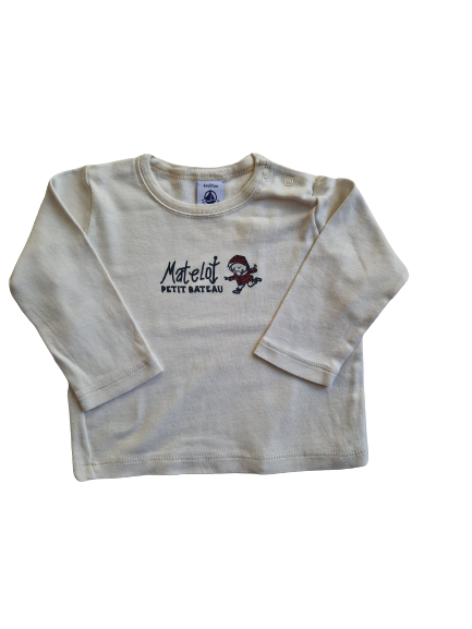 Tee-shirt écru manches longues Petit Bateau 6 mois