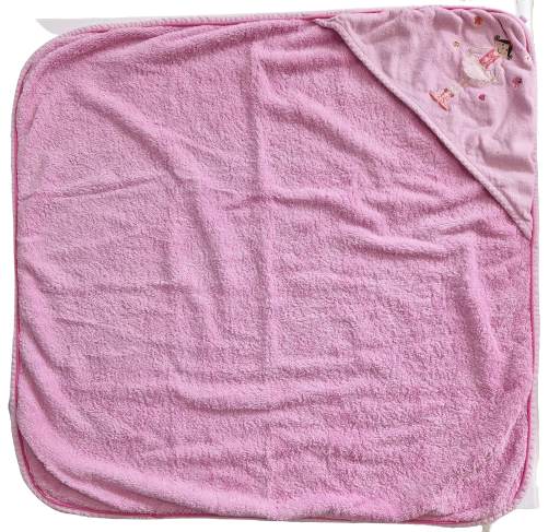 Cape de bain coton rose Carré blanc 80x80 cm