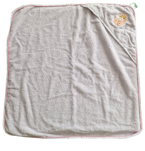 Cape de bain coton rose clair Carré blanc 80x80 cm