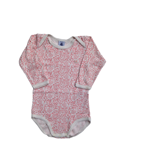 Body blanc imprimé rose Petit bateau 12 mois