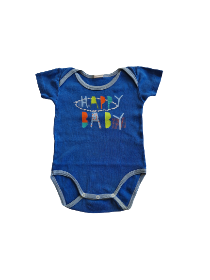 Body bleu inscription Happy Baby Mots d'enfants 6 mois