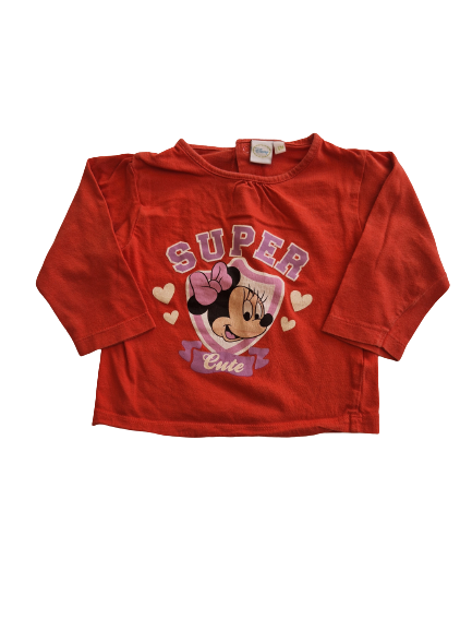 Tee-shirt rouge Minnie manches longues Disney 12 mois