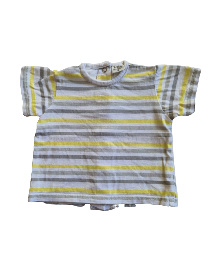 Tee-shirt rayures jaune grise Les bébés sont comme ça 3 mois