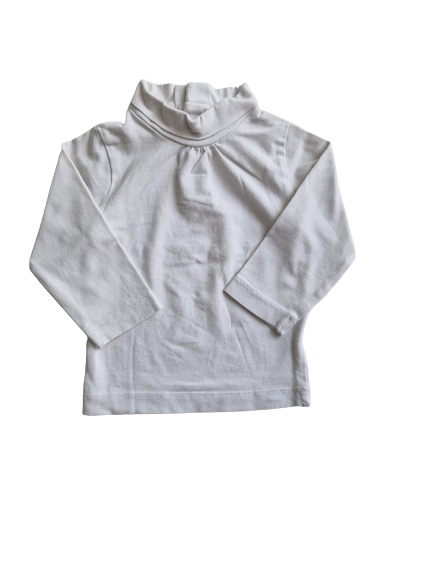 Tee-shirt blanc avec col roulé manches longues Kitchoun 9 mois