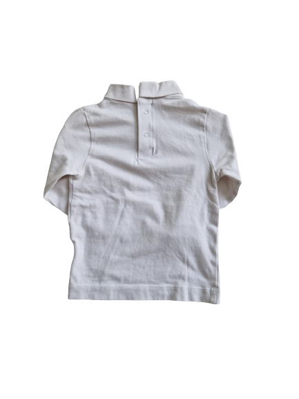 Tee-shirt blanc avec col roulé manches longues Kitchoun 9 mois