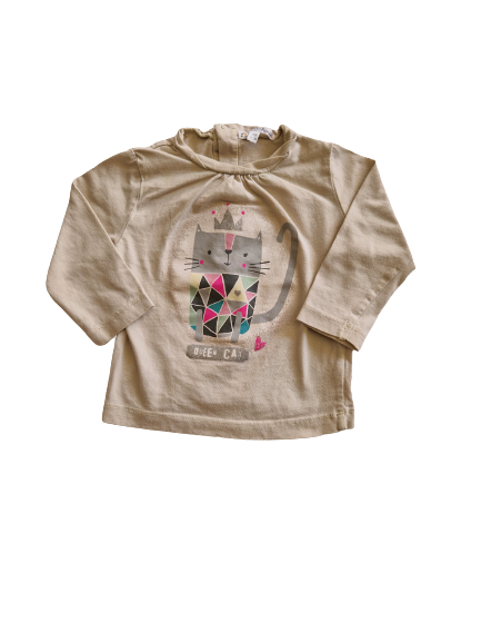 Tee-shirt beige manches longues Kitchoun 12 mois