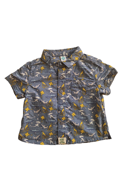 Chemise bleu imprimé poissons  9 mois