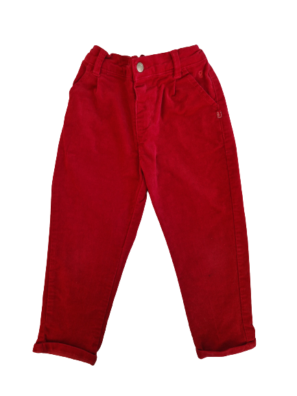 Pantalon rouge en velours taille ajustable Obaïbi 3 ans