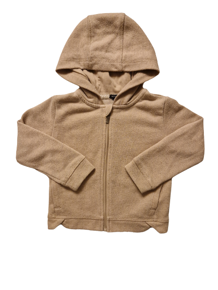 Sweat zippé marron clair et dorée à capuche Kiabi 3 ans