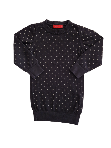 Robe pull noire imprimé étoiles Tissaia 3 ans