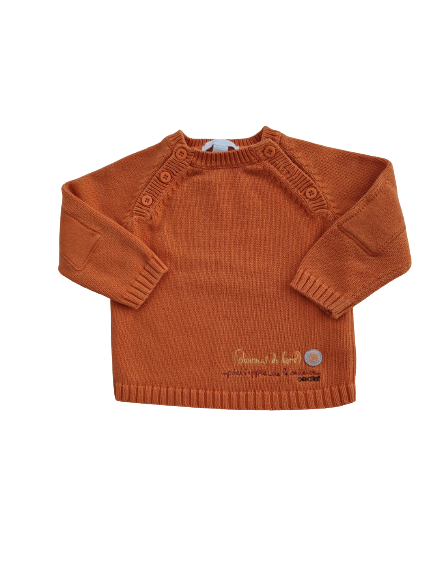 Pull orange en maille Obaïbi 12 mois