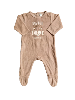 Pyjama marron en velours TEX 6 mois