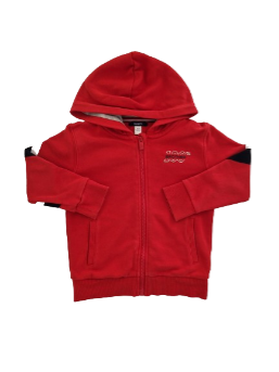 Sweat zippé rouge à capuche 4 ans