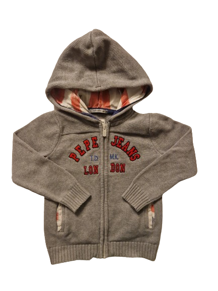 Sweat zippé gris en maille à capuche Pepe Jeans 6 ans