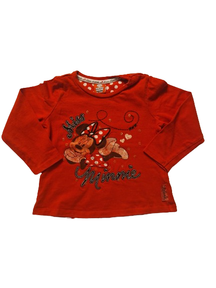 Tee-shirt rouge Minnie manches lingues Disney 3 - 4 ans