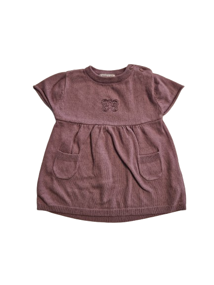 Robe violette en tricot Alphabet création 3 mois