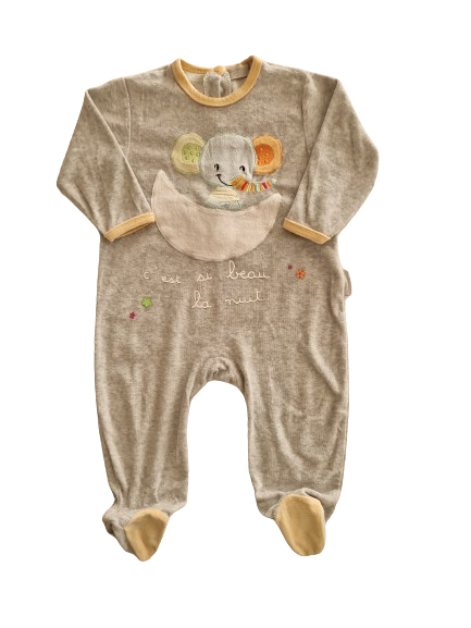 Pyjama gris en velours Doudoussimo 12 mois