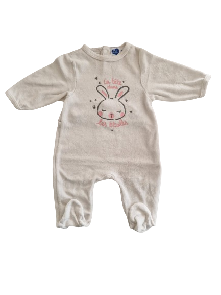 Pyjama blanc en velours Mots d'enfants 3 mois