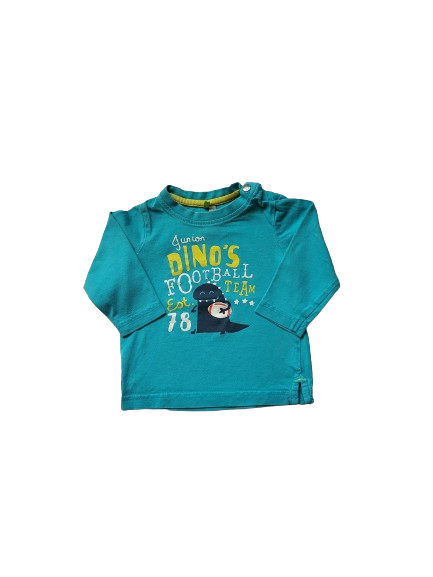 Tee-shirt turquoise manches longues 9 mois