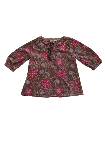 Blouse marron fleurie 4 ans