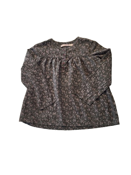 Blouse grise fleurie 6 ans