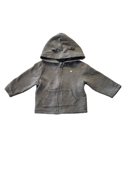 Sweat gris et argenté zippé à capuche 12 mois