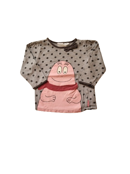 Tee-shirt gris barbapapa manches longues 3 ans