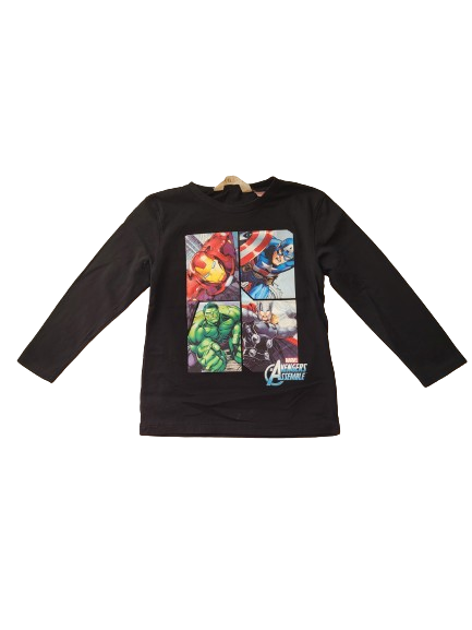 Tee-shirt noir Marvel manches longues 24 mois