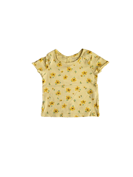 Tee-shirt jaune fleurie 12 - 18 mois